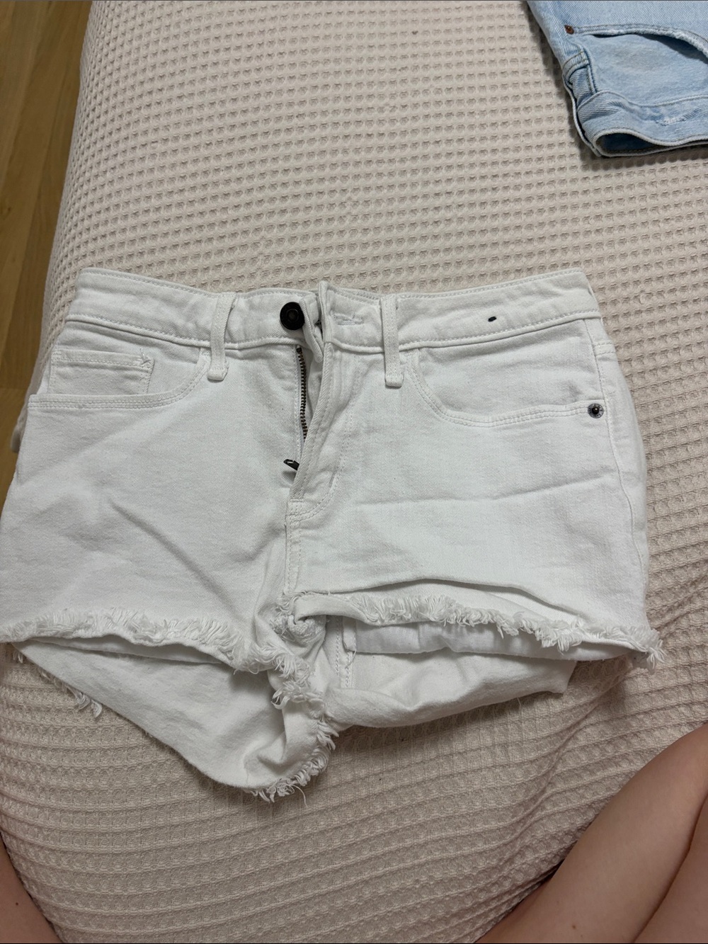 Abercrombie & Fitch White Frayed Hem Denim Shorts